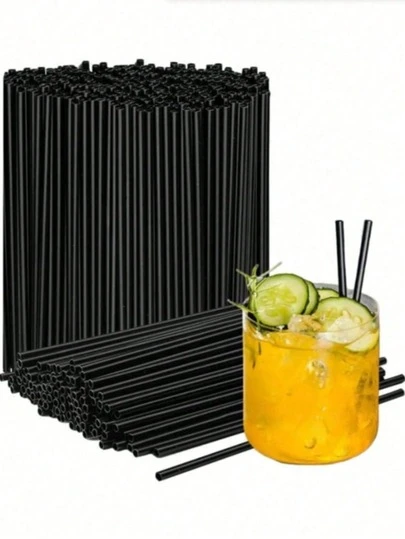 [10/20/50/100/200pcs] Black Disposable Coffee/Drink Stirrers, Can Be Used As Coffee Straws Or Cocktail Stirrers, Pointed Tip, Black, For Milk Tea, Soy Milk, Juice, Supplies, Plastic Straw, Beverage/Bar Juice/Coffee Straw, Suitable For Iced Coffee, Smoothie, Milkshake And Any Cold Drinks, Applicable For Wedding Events, Parties, Home Kitchen, Restaurant