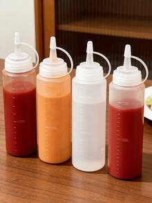 1pc 240ml Refillable Squeeze Bottle With Measurement Markings, Kitchen Condiment Bottle, Salad Dressing Dispenser, Sauce Squeezer Bottle, Plastic Cooking Squeeze Bottle, Soy Sauce Bottle, Spice Container, Commercial Use - Multicolor - View 1