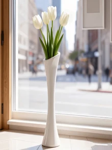 1pc Black & White Retro High-Quality Vase, Size: 48.5*12*11.6cm, Modern Luxury Large Floor Vase, Durable Plastic Material Suitable For Hydroponic, Dried & Artificial Flowers, Perfect For Floral Arrangement, Home Living Room Decor, Balcony, Corridor, Wedding, Office, Party, Housewarming, Valentine's Day (Flowers Not Included) - Vintage Vase - View 8
