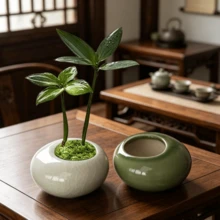 1 pièce Petit pot de fleurs, mini pot de pouce en céramique créatif, pot de fleurs de table d'intérieur de bureau, pot d'Evergreen, petit pot de fleurs de jardin extérieur, pot de plante en pot, pot de fleurs en céramique de décoration de bureau - Pot de fleurs de la taille d'un pouce - Voir 8