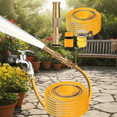 Súng phun nước áp lực cao dùng để rửa xe, súng phun nước trực tiếp cho nhà và vườn, ống dẫn nước bằng đồng áp lực cao với đầu nối nhanh, bộ ống dẫn nước sân vườn, đầu nối nhanh, vòi phun điều chỉnh được, 1 bộ ống dẫn nước sân vườn bằng đồng - đầu nối đa năng, van điều chỉnh.