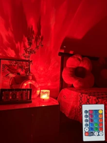 1pc Water Wave Projection Lamp, With Touch/Remote Control, 16 Dynamic Colors, USB Powered, Glass Art Decor Lamp, Suitable For Bedroom, Living Room, Office And Party Decoration | Perfect Gift For Teenagers | LED Projection Lamp - Multicolor - View 4