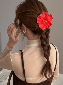 1/17pcs Set Summer Hibiscus Flower Large Hair Clips, Tropical Hawaiian Style Floral Hair Clips, Colorful Artificial Gerbera Daisy Hair Accessories Suitable For Summer Beach Vacation, Straw Party, Wedding, Boho Style,Holiday,Travel, Head Accessories - Multicolor - View 8