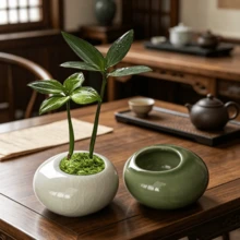 1 pièce Petit pot de fleurs, mini pot de pouce en céramique créatif, pot de fleurs de table d'intérieur de bureau, pot d'Evergreen, petit pot de fleurs de jardin extérieur, pot de plante en pot, pot de fleurs en céramique de décoration de bureau - Pot de fleurs de la taille d'un pouce - Voir 4
