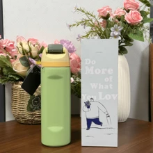 24Oz/32Oz Stainless Steel Water Bottle With Straw For Sports, Travel, And School Sports Water Bottle, Keeps Water Warm For Over 24 Hours, Sealable, Portable, Flip Top, Ideal For Hot And Cold Beverages, Coffee, And Frozen Drinks - Wasabi - 查看 5