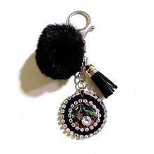 1 chiếc móc khóa túi hình trái tim phong cách Bohemian, làm thủ công bằng da đính đá, phụ kiện trang trí balo ngoài trời, phụ kiện đa năng dành cho nữ, thích hợp làm quà tặng sinh nhật, ngày lễ và tiệc tùng, quà tặng hàng ngày cho phái đẹp. - màu đen - Xem 2