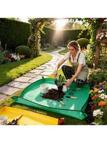 Foldable Waterproof Garden Mat With Fixing Buckle Design, Suitable For Soil Replacement; Indoor And Balcony Gardening Mat, Pet-Friendly, Especially Suitable For Succulent And Green Plant Planting; Made Of Easy-To-Clean Fabric/Plastic Material, An Essential Tool For Balcony Decoration And Garden Maintenance | Durable Plastic Material, Dedicated Planting Mat - Seedling Pot - View 3