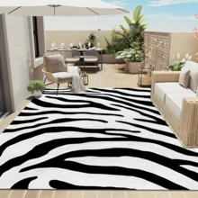 1pc Rug, Carpet, Area Rug, Doormat, Nordic Modern Luxury INS Style - Black & White Elegant Geometric Abstract Zebra Pattern, Suitable For Outdoor, Entryway, Balcony, Hallway, Patio, Living Room, All Season Soft Machine Washable Carpet Mat, Home Decor - Multicolor - View 8
