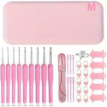 Lawkeman Pink Crochet Yarn Set, Crochet Beginner Kit, Includes Yarn, Crochet Hooks, Storage Bag, Crochet Tools Set, Ideal For Professionals, Suitable For DIY Decor, Crafts, Accessories, Sweaters, Hats, Scarves, Knitted Items (Random Yarn Color) - Multiple Styles - View 11
