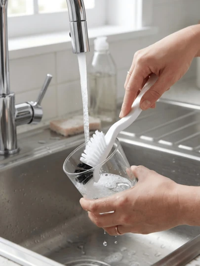 1Pc Deep Cleaning Crevice Brush Hard Bristle Kitchen Scrub Brush For Small Gaps Corner Sink Bathroom Grout Tile Window Track Groove 90 Degree Angle Detail Scrubber Tool For Teapot Bottle Blender Faucet Dead Ends Heavy Duty Household Cleaning Supplies Black