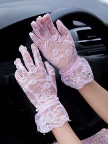 1 đôi găng tay ren nữ, găng tay hở ngón thoáng khí, viền hoa gợi cảm, thích hợp cho lái xe, đi xe máy, đám cưới, mùa xuân/hè. - Găng tay - Xem 10