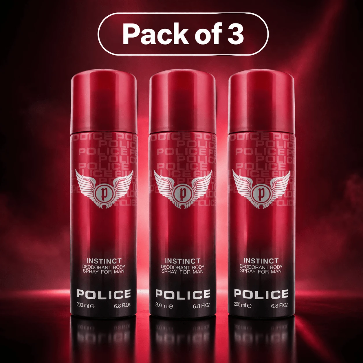 Police PLC Instinct Deodorant Body Spray For Men - Pack Of 3 - Citrus - View 1