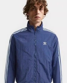 adidas originals 三葉草系列服 WAFFLE BBTT條紋經典復古立領運動休閒拉鍊長袖夾克 男女同款 奇妙白 - 藍色 - 查看 8