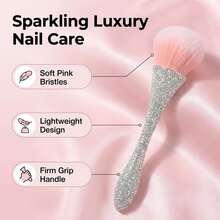 LIMEGIRL Glitter & Rhinestone Nail Art Brush, Suitable For Acrylic Nail Powder Removal, Loose Powder & Liquid Foundation Makeup Brush, Nail Care Cleaning Tool - Multicolor - View 3