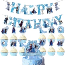 Disney Hàng mới về: Cờ kéo trang trí bánh sinh nhật chủ đề Công chúa Frozen, phụ kiện trang trí bánh tự làm. - Nhiều màu - Xem 17