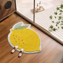 1pc Lemon Shaped Rug, Fresh Fruit Style Crawling Mat, Cute Lemon Design Carpet For Living Room, Soft Plush Bathroom Entrance Mat, Comfortable Footpad, Suitable For Bathroom And Living Room Decor - A - View 6