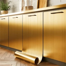 1 Roll Self-Adhesive Vinyl Wallpaper, Easy To Tear And Apply Kitchen, Bedroom Or Living Room Backsplash - Pattern Matching, Removable, Durable, Gold/Silver - Solid Color - View 4