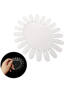 20/10/5/3pcs Set, Flat Fake Nails, Acrylic Nail Tips, Nail Art Display Chart, Manicure Supplies, Transparent Round Nail Practice Wheel, Suitable For DIY Nail Salon (Beige, Transparent) - Multicolor - View 4