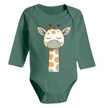 Autumn And Winter Long Bodysuit With Prints For Baby Girls - Army Green - View 3