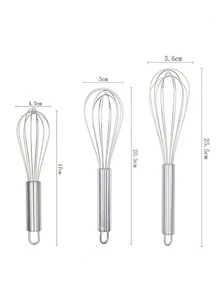 1pc Stainless Steel Cooking Whisk, 8-Inch + 10-Inch + 12-Inch Balloon Wire Whisk, Suitable For Baking, Stirring, Whipping, Essential Kitchen Milk Frother Tool - Multicolor - View 7