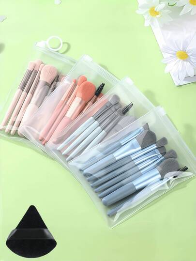 9 piezas Juego de brochas de maquillaje portátil, adecuado para principiantes, incluye rubor, lápiz labial líquido, corrector, lápiz labial, base de maquillaje, primer, cosméticos de marca, polvo, iluminador, contorno, sombra de ojos, rubor, regalo ideal para mujeres y niñas