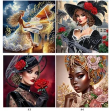 1 peça/4 peças Kit de Arte de Pintura de Diamante, Formato Especial, Kits de Pintura de Diamante 5D DIY Parcial, Kits de Arte de Gemas para Adultos Iniciantes, Decoração Doméstica, Bordado de Diamante em Mosaico, 30 x 30 cm, Melhor Presente para Decoração de Parede Doméstica - Visão 6