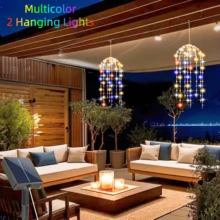YEYAYU Bộ 1 đèn LED hình sứa treo năng lượng mặt trời, 128/256 bóng, 8 chế độ nhấp nháy, thích hợp trang trí sân vườn, hiên nhà, mái che, cầu thang, cây cối, lều, tiệc tùng, lối đi, chiếu sáng ngoài trời, trang trí Giáng sinh. - Đèn sứa năng lượng mặt trời - Xem 19