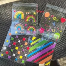 100pcs Rainbow Gradient Self-Sealing Gift Bags, Suitable For Valentine's Day And Birthday Party Gifts, Striped Plastic Gift Bags Without Accessories - View 8