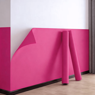 1 Roll Pink Self-Adhesive Wallpaper, PVC Material Sticker With Matte Frosted Pattern, Waterproof And Stain-Resistant, Easy To Install And Removable, Suitable For Kitchen Cabinets, Tabletops, Drawers, Furniture Renovation, Bedroom, Living Room, Dorm Wall Decor, Easy To Clean And Cut To Size