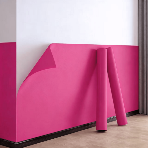 1 Rollo de papel tapiz autoadhesivo rosa, material de PVC con patrón mate y opaco, resistente al agua y a las manchas, fácil de instalar y quitar, adecuado para gabinetes de cocina, mesas, cajones, renovación de muebles, dormitorio, sala de estar, decoración de paredes de dormitorio, fácil de limpiar y cortar a medida
