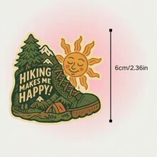 復古 HIKING MAKES ME HAPPY 登山鞋貼紙 戶外露營裝飾貼紙 防水乙烯基貼紙－耐用啞光表面，自黏式車貼，適用於汽車、窗戶、筆記本電腦、卡車、水壺－多用途耐用設計，汽車貼紙 - 乙烯基 - 查看 3