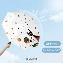 Ô dù hình mèo đen hoạt hình nghệ thuật, thiết kế độc đáo, ô dù quà tặng chất lượng cao dành cho bạn gái/bạn bè - trắng - Xem 5