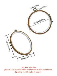 3pcs/Set Luxury Retro Embroidery Hoops, Round/Oval Faux Wood Embroidery Frames, Suitable For DIY Home Decor, Wall Art, Craft Kits, Suitable For Adults & Beginners, Gift Making - Antique Embroidery Hoop - View 9