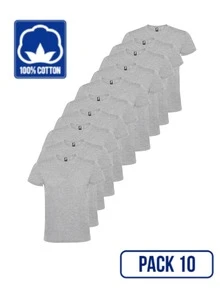 Roly 10件裝短袖T卹（48小時內出貨）－多種尺寸－多種顏色－100%純棉，雙層圓領，加強縫線，筒狀針織－基本款T卹，男女通用T卹，經濟實惠的T卹。純棉T卹，純色T卹，日常穿著T卹 - 淺灰色 - 查看 1