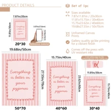 1pc Printable Bedroom Poster Layout, Pink Preppy Style Girl's Room Decoration, Pajamas Printed With Inspirational Quotes, Suitable For Home Decor, Room Decor, Bedroom Decor, Living Room Decoration, Bathroom Decor, Wall Decor, Optional Wall Art With Frame. - A - View 11