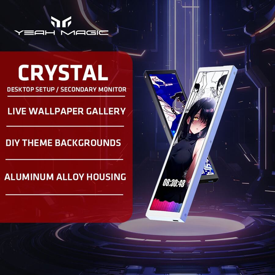 Yeah Magic Sí, Magic CRYSTAL D92 Pantalla secundaria de 9.16 pulgadas compatible con LIAN LI Geometric Future y varios otros casos de PC. También se puede colocar en el escritorio. Resolución 1920 * 462 - Blanco - Ver 1