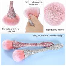 LIMEGIRL Glitter & Rhinestone Nail Art Brush, Suitable For Acrylic Nail Powder Removal, Loose Powder & Liquid Foundation Makeup Brush, Nail Care Cleaning Tool - Multicolor - View 4