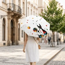 Ô dù hình mèo đen hoạt hình nghệ thuật, thiết kế độc đáo, ô dù quà tặng chất lượng cao dành cho bạn gái/bạn bè - trắng - Xem 1