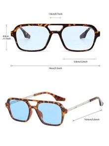 1pc New Oval Retro Fashion Glasses, Suitable For Men, Women, Students For Daily Casual, Beach, Street Style, Runway, Party - Multicolor - View 5