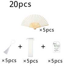1/5支/20支装竹扇套装，包含感谢卡、扇穗和礼品袋，是婚礼回礼、新娘送礼会纪念品和派对礼物的理想之选。 - 彩色 - 查看 4