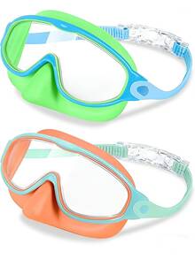 Bộ 2 kính bơi trẻ em có kẹp mũi, chống tia UV và chống sương mù, phù hợp cho bé trai, bé gái, thanh thiếu niên và trẻ nhỏ từ 3-12 tuổi. - Nhiều màu - Xem 8