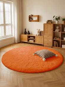 1 pieza Alfombra redonda de peluche/Alfombra de área suave y gruesa para sala de estar y dormitorio, con aislamiento acústico y apta para mascotas, adecuada para dormitorio, estudio, todo el año, con opciones de multicolor, fácil de limpiar - Alfombra redonda de felpa - Ver 2