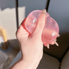 1pc Soft & Comfortable Slow Rebound Malt Pink & Blue Crystal Big Apple, Ultra-Thin Sticky Exterior, Moldable Creamy Texture Squeeze Toy Ball, Suitable For Christmas Desktop Decor, Office Stress Relief, Ideal Gift - Multicolor - View 8