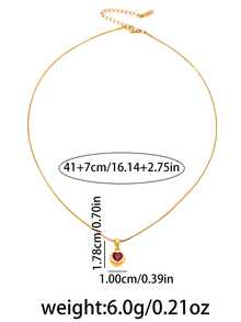 1 chiếc mặt dây chuyền hình trái tim tròn mạ vàng đính đá CZ và kim cương, dây chuyền kiểu mắt xích, mặt dây chuyền hình trái tim tối giản tinh tế dành cho nữ, trang sức thích hợp cho Ngày Valentine, đeo hàng ngày, đi làm, dự tiệc, sinh nhật. - Vàng - Xem 7