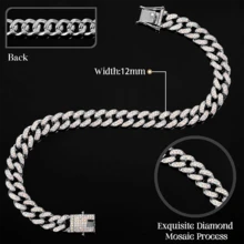 Collana per animali domestici in stile hip-hop in lega di zinco a catena cubana, lavorazione pregiata con strass incastonati, design classico versatile e non vistoso, regolabile e flessibile per indossare comodamente, accessorio quotidiano accattivante, adatto sia per gatti che per cani - Multicolore - Visualizzare 3