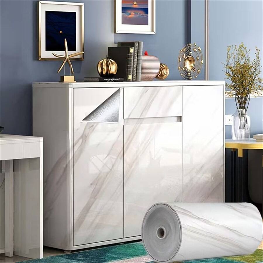 1 rouleau, papier peint auto-adhésif, papier peint vinyle à texture de marbre lisse - texturé, amovible, résistant à la moisissure, film facile DIY - idéal pour la décoration de la maison et du dortoir, convient pour le papier contact imperméable et résistant à l'huile dans la cuisine, la chambre à coucher, le salon