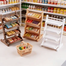 1件迷你超市貨架模型 娃娃屋家具 迷你超市展示架 桌面裝飾品 玩具收納架 娃娃屋場景裝飾 微縮場景擺件 生日禮物-節日禮物-禮物 - 彩色 - 查看 1