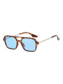 1pc New Oval Retro Fashion Glasses, Suitable For Men, Women, Students For Daily Casual, Beach, Street Style, Runway, Party - Multicolor - View 6