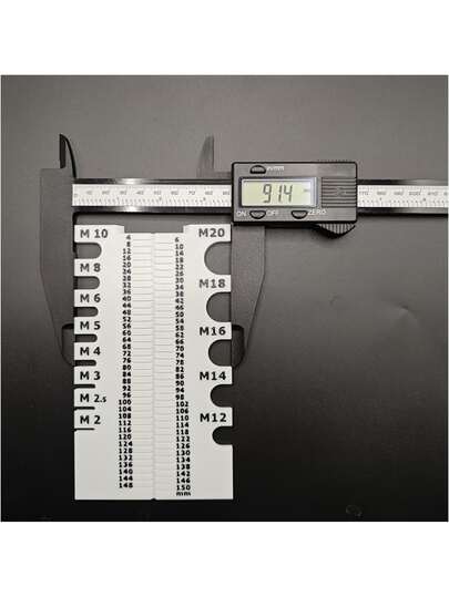 1 Piece, Screw Measuring Tool, Length Measuring Ruler, Bolt Size Chart, Portable Precision Ruler, ABS Material, Range M2-M20 4-150mm, Auxiliary Tool