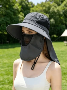 1 chiếc mũ tai bèo, mũ chống nắng mùa hè, che mặt và cổ, mũ câu cá vành rộng dành cho nam giới - A - Xem 1